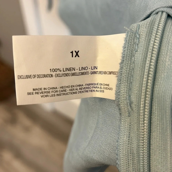 Gloria Vanderbilt Women’s (1X) 100% Linen Light Blue 3/4 Sleeve Lagenlook Tunic - Picture 6 of 7